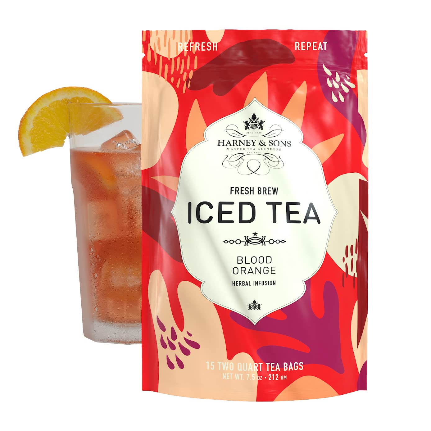 Harney & Sons Blood Orange Fresh Brew Iced Tea | 15ct, Brews up to 30 quarts of Iced Tea