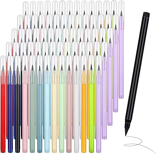 70 lápices eternos sin tinta con borrador de macarrón, reutilizables, bonitos lápices de punta reemplazables para estudiantes, escribir, dibujar,