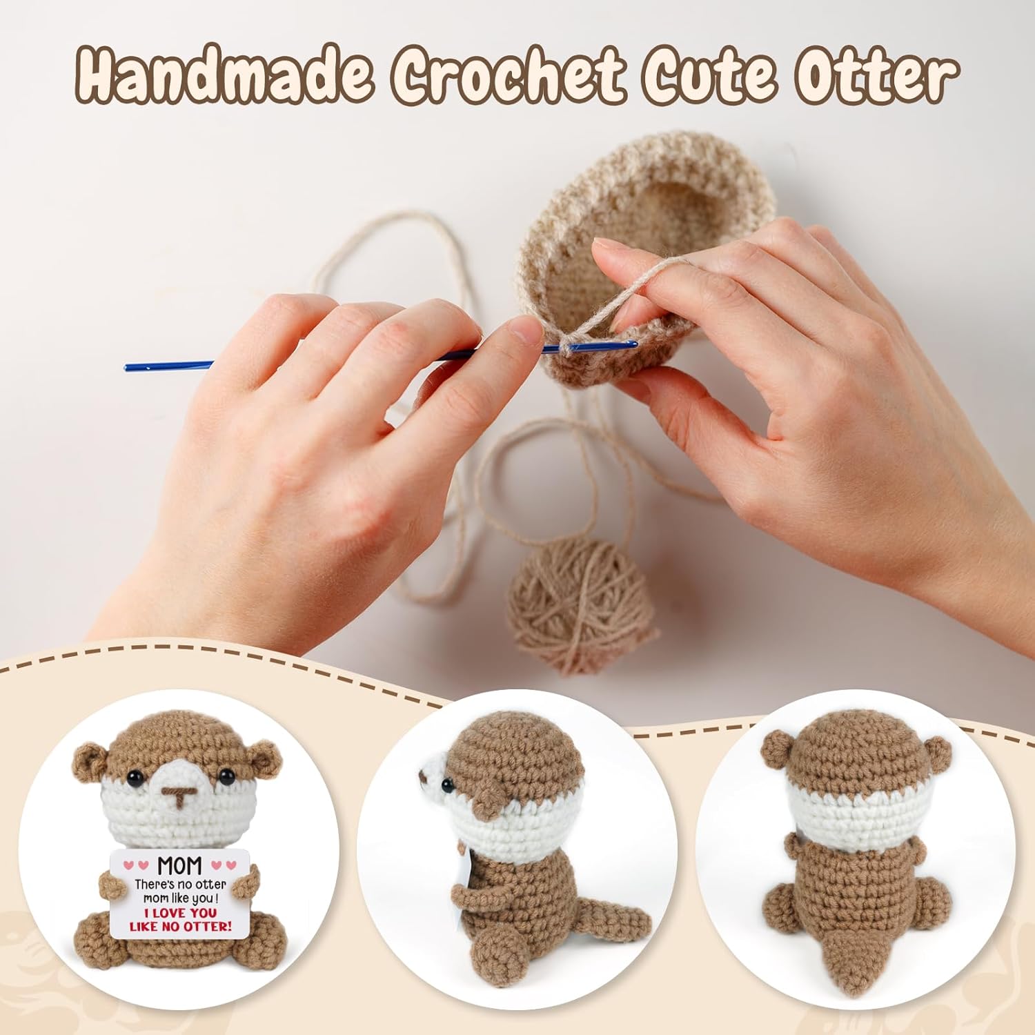 Gifts for Mom, Funny Handmade Crochet Otter Stuffers, Unique Mothers Day Christmas Birthday Gifts for Mom from Daughter/Son, Cute Mother Mommy Moms Gift Ideas - Image 4