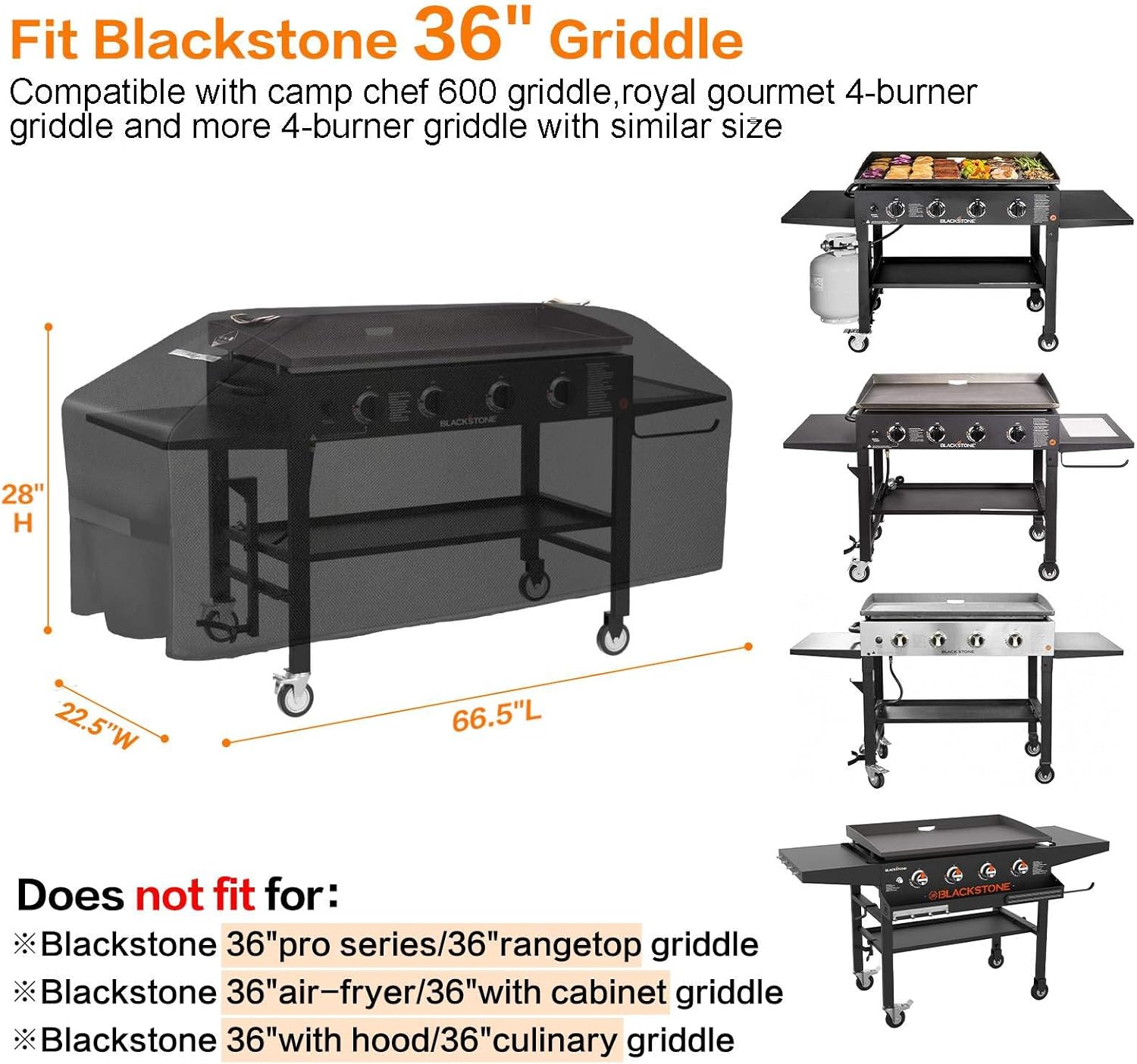 Griddle Cover for Blackstone 36" Griddle,Upgraded Rip-Proof&Waterproof 600D Flat Top Grill Cover,Windproof 1528 Grill Cover for Blackstone and More 4-Burner Griddle with Straps and Air Vent