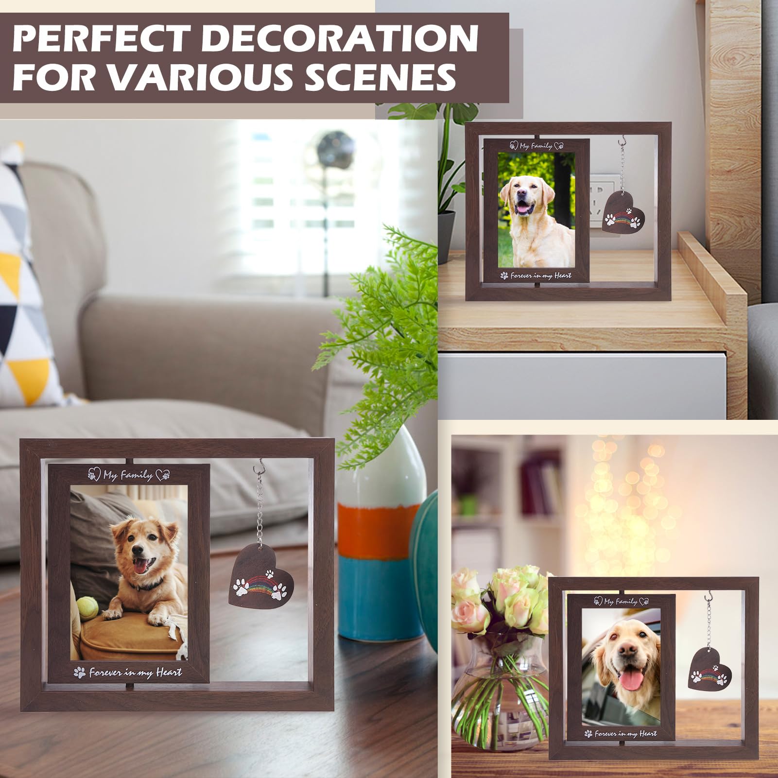 Pet Memorial Picture Frame – 4x6 Photo Frame With Paw Prints, Wooden Keepsake For Cat Or Dog Lovers