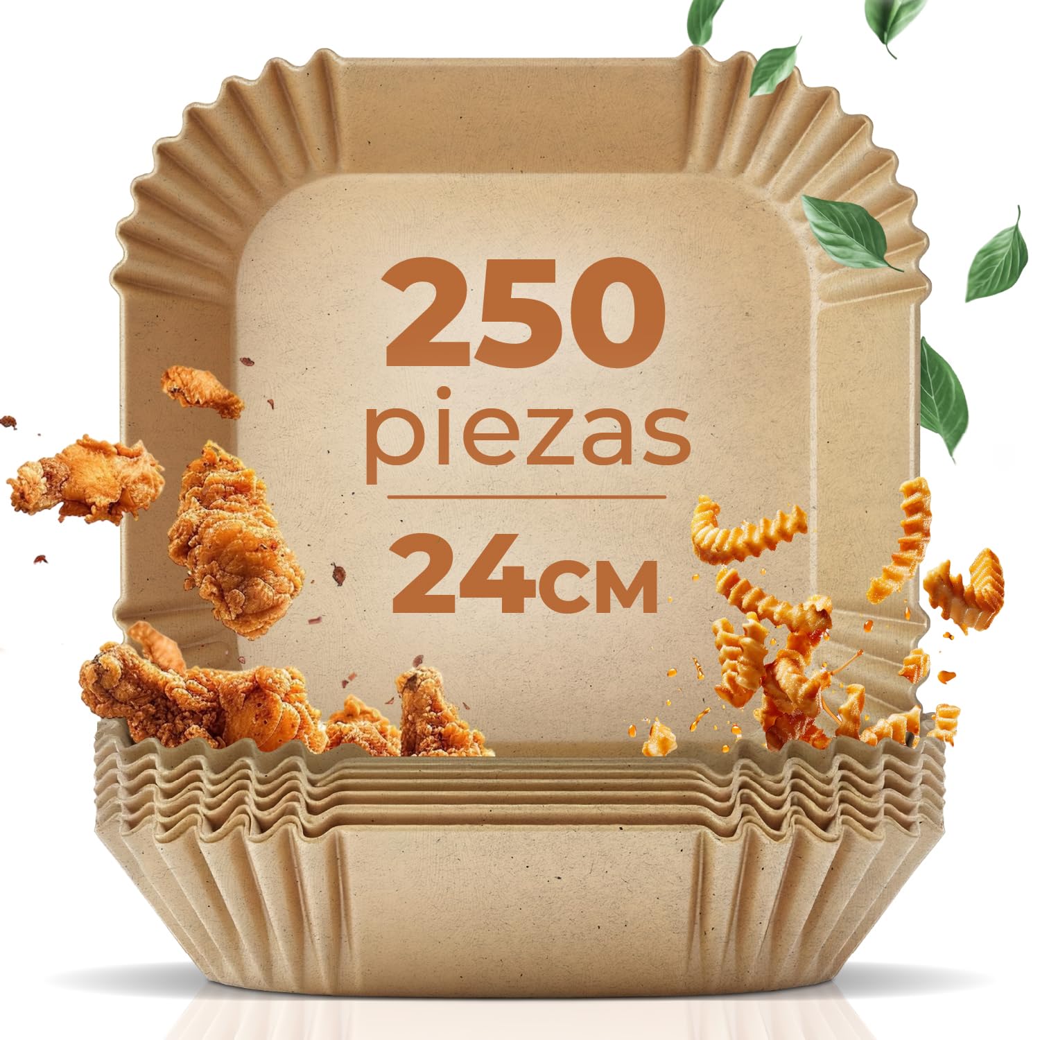 Fentic Airfryer Papel de Horno, 250 piezas, 24x24cm, Papel de Horno para Freidora de Aire, Apto Para Philips 6,2L, Cosori 5.5L, Ninja 5.2L, Tefal 5.6L, Cecotec 5.5L, Accesorios Freidora de Aire