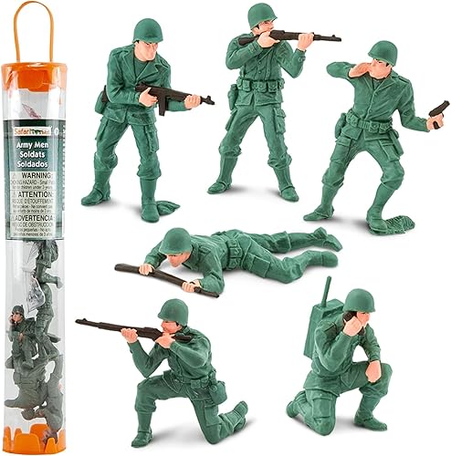 Safari Ltd. TOOB - 6 figuras de diseñador del ejército para hombre, propenso, arrodillado, infantería de pie, sargento de personal, comandante,