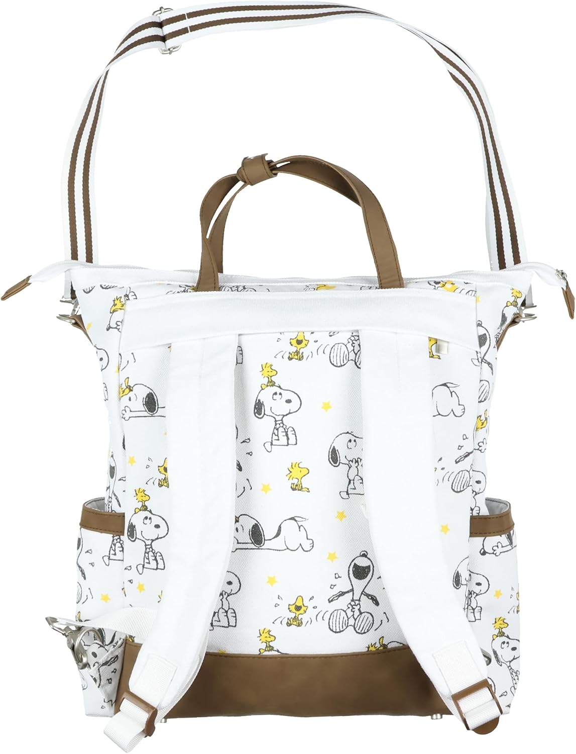 INTIMO Peanuts Convertible Totepack Snoopy and Woodstock Backpack with Carrying Handles and Shoulder Strap Faux Leather Bottom Bag 16" - Image 5