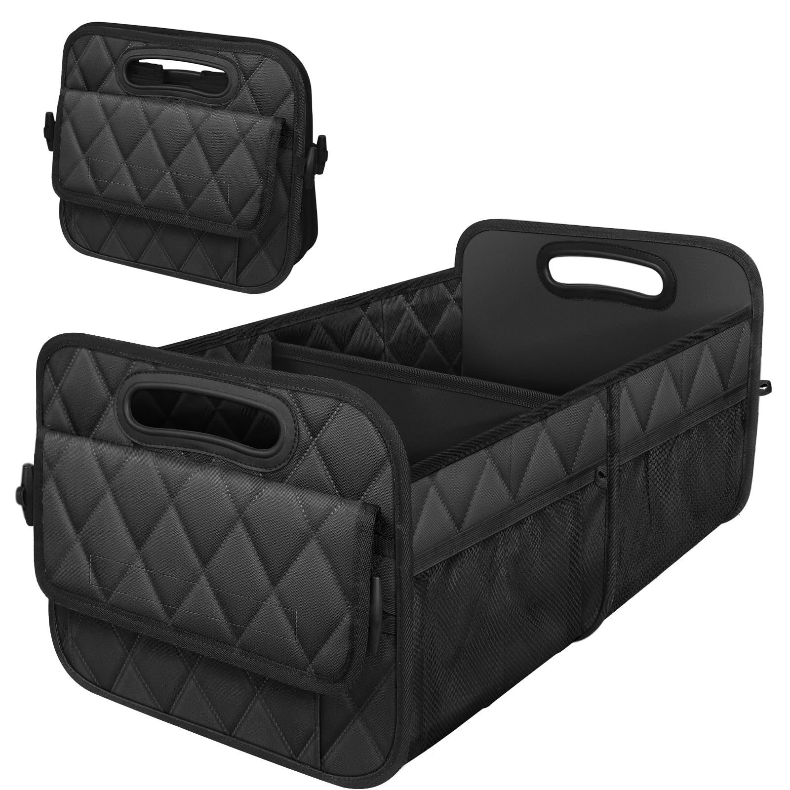 Deosk Car Trunk Organizer and Storage with 6 Big Pockets, Waterproof Polyester Trunk Organizer for SUV, Minivan, Truck (Large, Black)