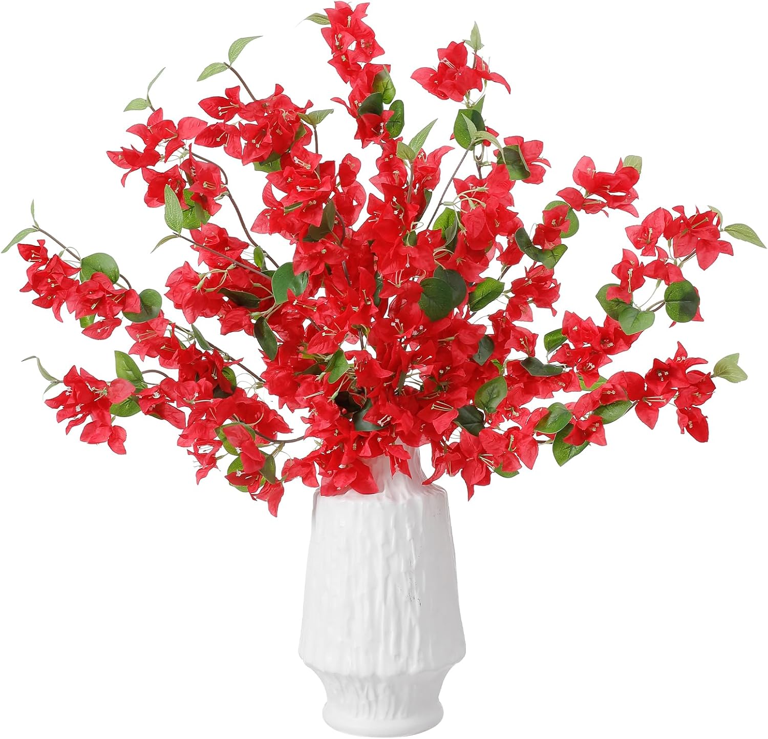 10 Pcs Artificial Bougainvillea Flowers – 30" Faux Bougainvillea Branches with Silk Petals, Realistic Single Stem Bougainvillea for Home Wedding Table Party & DIY Floral Decor (Red)