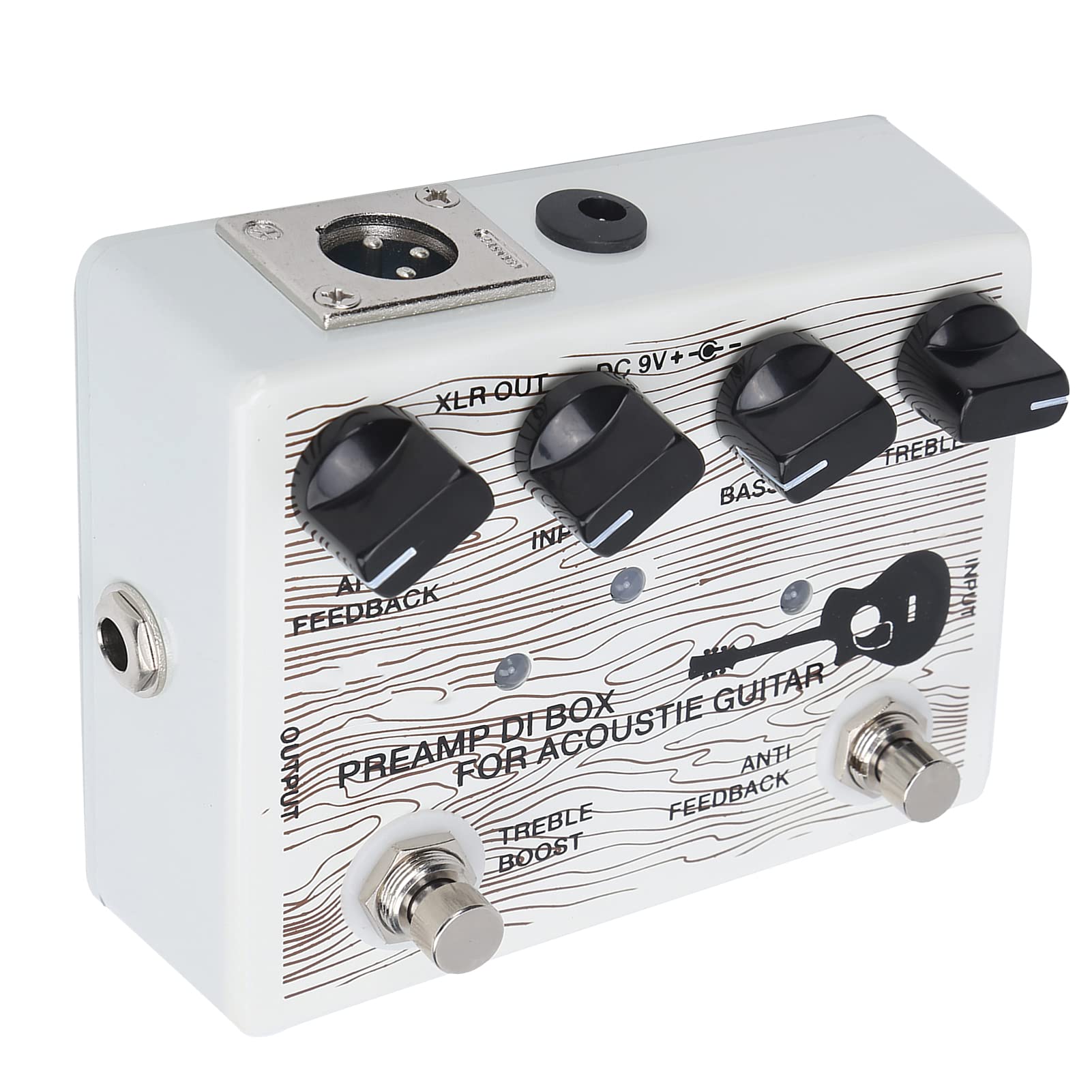 KIMISS DI Box do Gitar Akustycznych Pedał Elektryczny Przedwzmacniacz do Gitar Przenośny ze Wskaźnikiem LED Wyposażenie Instrumentów ze Stopu Aluminium DC9V Overdrive i Efekty Kompresyjne