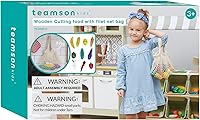 Vista 2 de Teamson Kids Little Chef Frankfurt - Juego de 21 alimentos de madera con frutas y verduras y bolsa de malla para comestibles, multicolor, verde