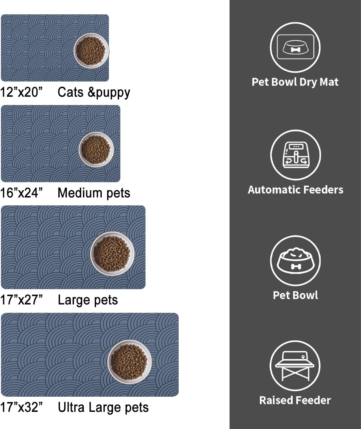 Dog Food Mat for Floors, Absorbent and Quick-Drying Pet Cat Food Mat,Anti-Fouling and Easy-to-Clean Pet Feeding Mat,Dog Bowl Mats for Messy Drinking Water Bowls.17 x32inch Boho Style