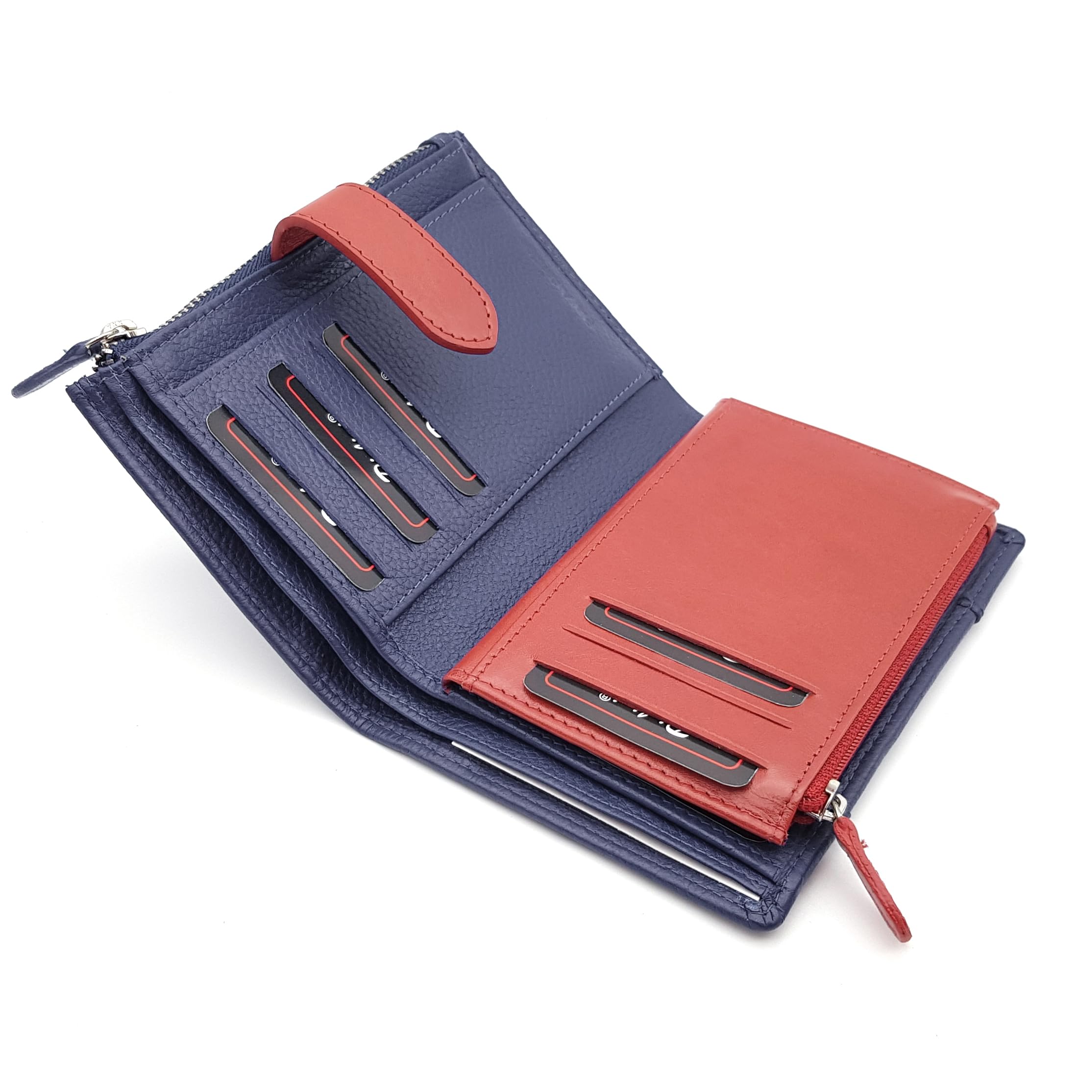 Pielini - Cartera de Piel para Mujer con Billetera y Amplio Monedero. Tarjetero de Cuero de Gran Capacidad - Cartera Cuero Modelo 4068 (Electrico)