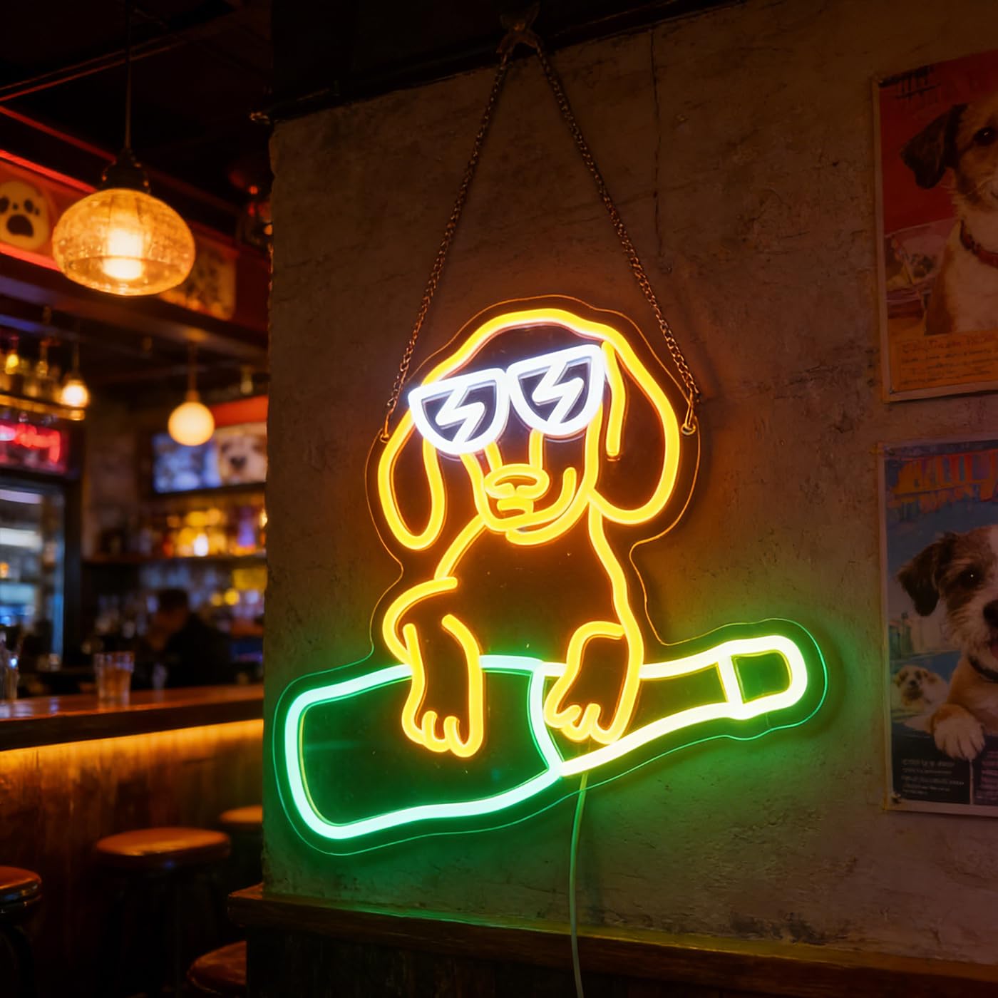 Neonschild Hund Dackel Geschenk für Weinliebhaber Wanddeko Tierzimmer Wanddekoration Kinderzimmer Wanddeko Kinderzimmer Kunstdekoration