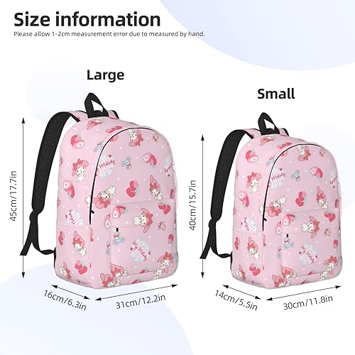Miniatura 4 de Linda mochila de dibujos animados de lona casual ligera bolsa de computadora, Rosado, Moda