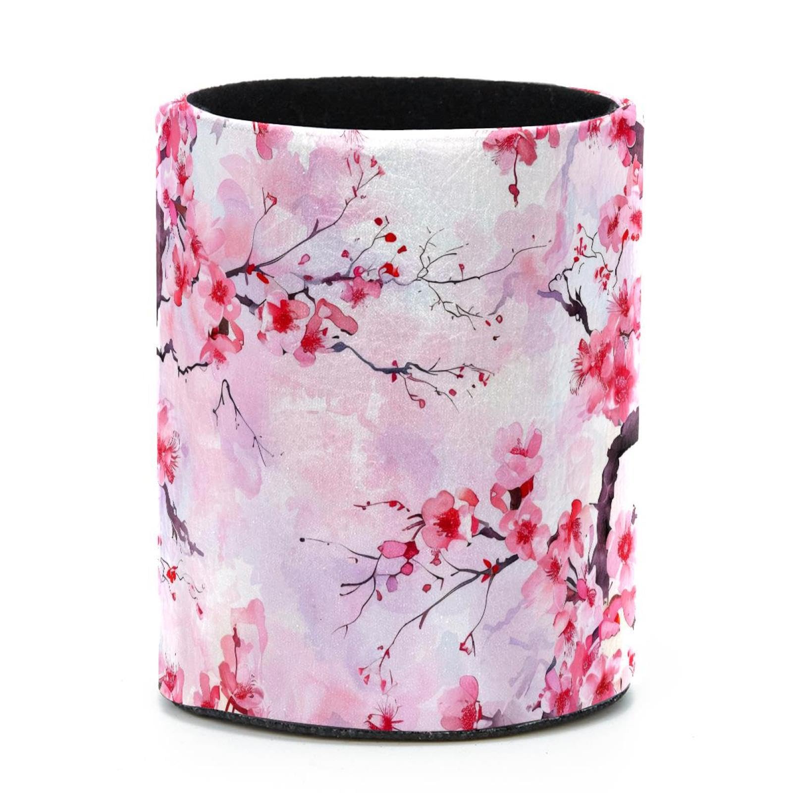 VAPOKF Round Pencil Holders for Desk, Cherry Blossoms Pen Holders Pen Pot Makeup Brushes Storage Desktop Stationery Supplies Organiser for Home Office