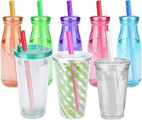 Vista 6 de 100 Pcs Smoothie Boba Individually Wrapped Straws, Jumbo Large Plastic Disposable Bubble Tea Milkshake Colorful Drinking Straws(0.43" Wide X 8.2