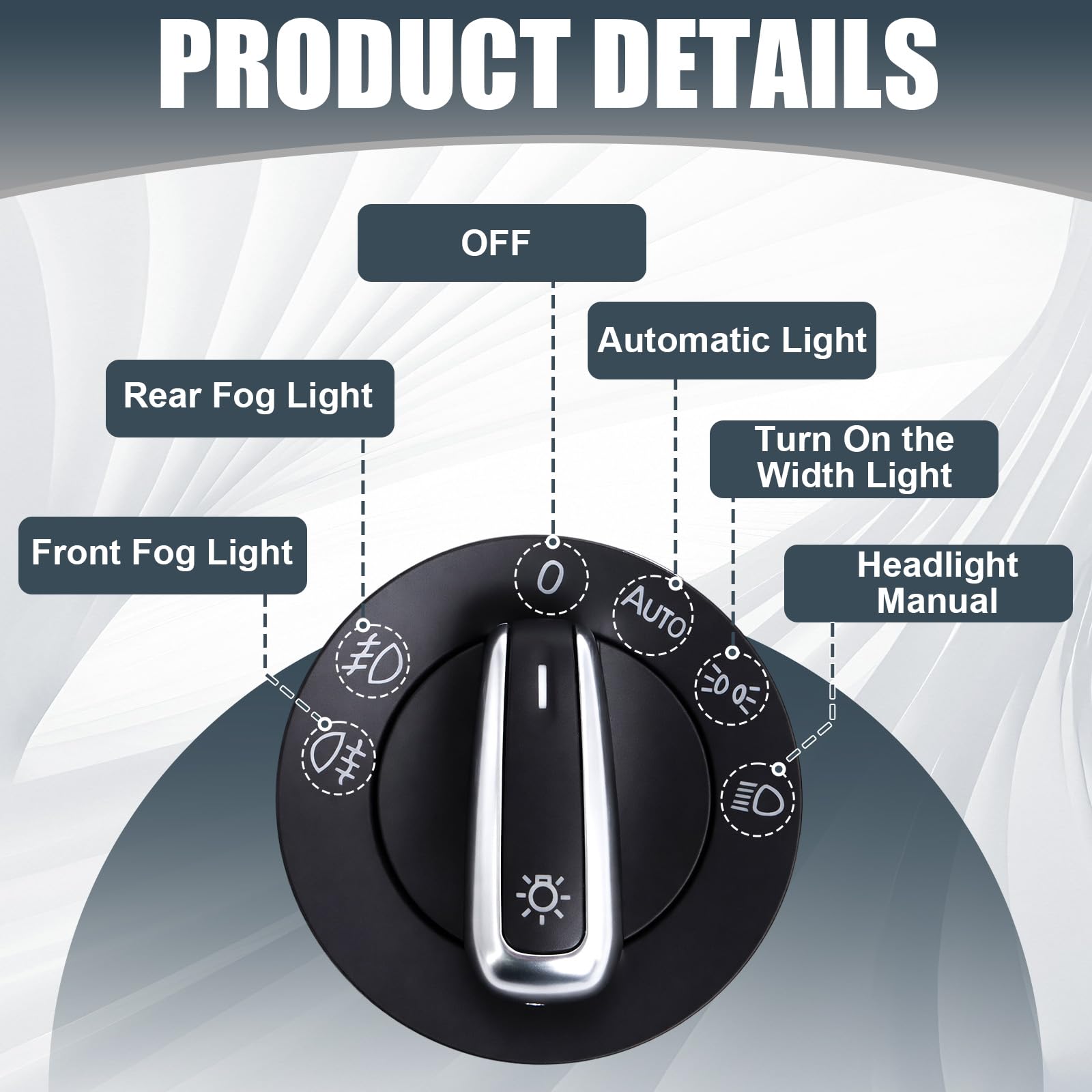 Gainbon Generic - Sensor de luz de coche + interruptor cromado para VW Golf 5 / Golf MK6 / Tiguan/Jetta MK5