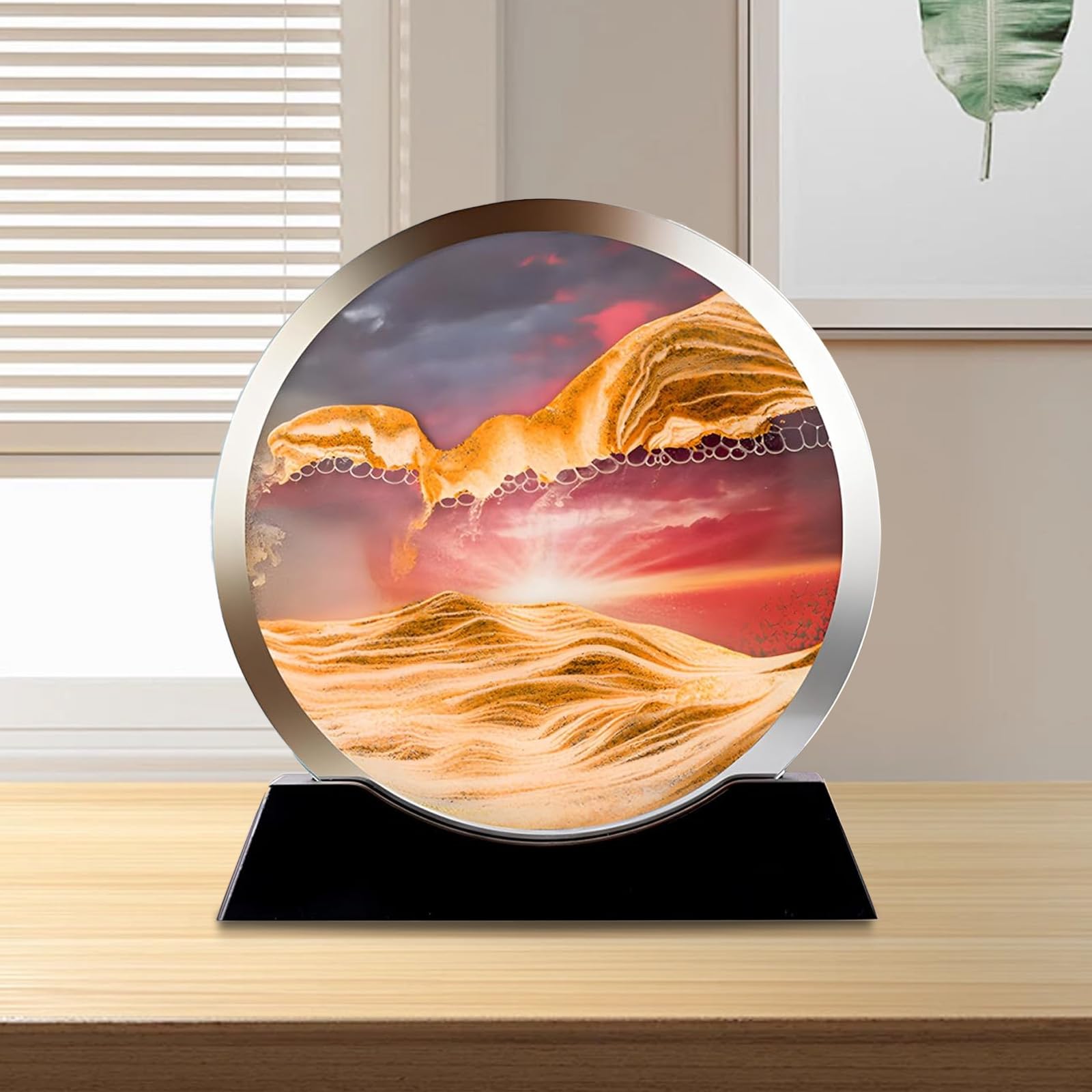JYBBGODouble Side Sand Art, 3D Sand Art Liquid Motion Round Glass 3D Deep Sea Landscape, Sand Drawing Machine 3D Color Quicksand Decor Relaxing Desktop Home Office Gifts for Adults Kids