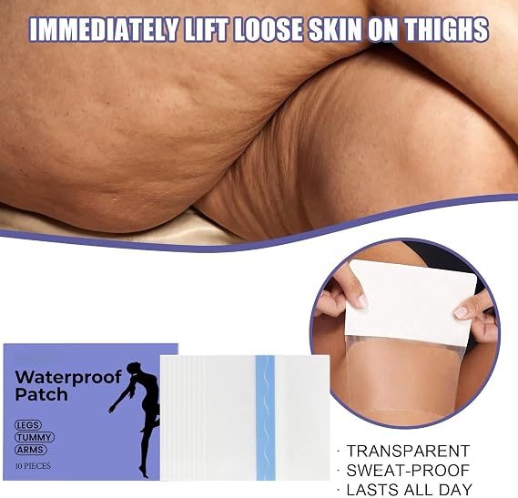10pcs Waterproof Invisible Firming Patches,Skin Lifting Tape for Thighs&Legs,Fast Effective Leg Lift Patches for Sagging Skin,Loose Skin Tape for Arms and Body,Compact Moisturizing Non-Irritating
