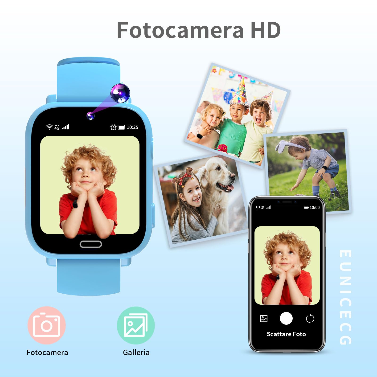 4G Smartwatch Bambini con GPS localizzatore Telefono Videochiamate Modelli di Aula Chat Vocale Giochi Sveglia SOS Calcolatrice - Digitale Orologio Smartwatch Bambina Bambino Compleanno Regalo