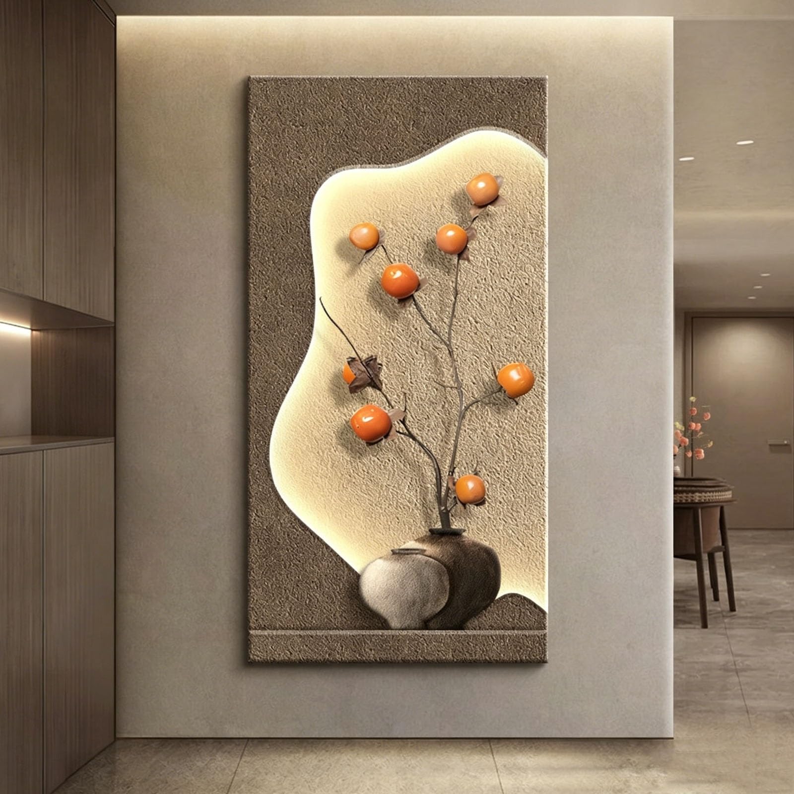RASJCGRCOA 3d wall sculptures painting home decor with lights sandstone decor art painting with led light modern picture chinese creative landscape mural(B,23.6 * 47.2in/60 * 120cm)