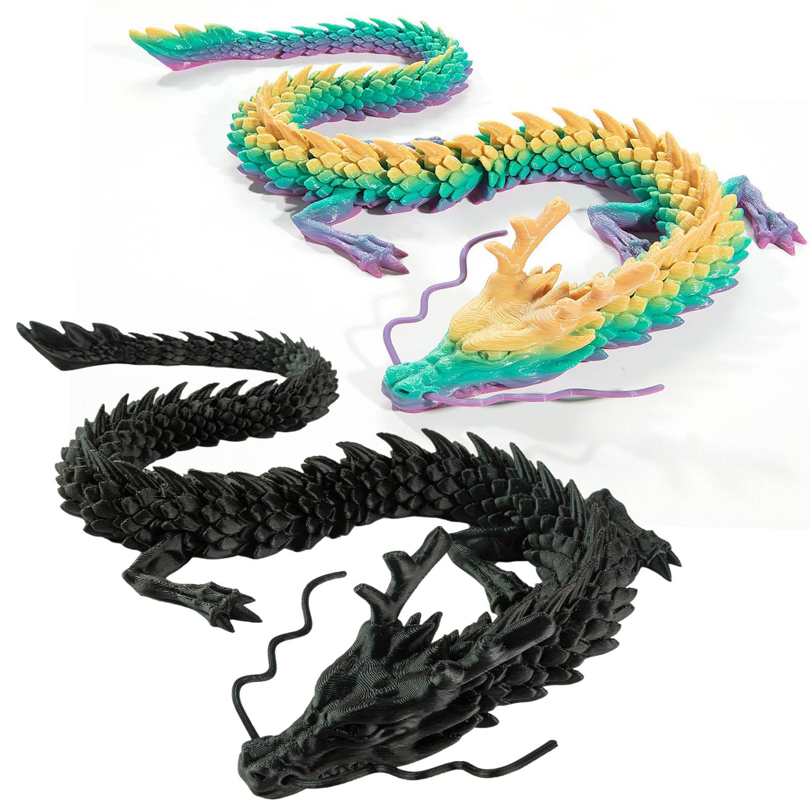 AFCLT 3D Printed Dragon 2PCS- Articulated and Posable Toy for Car Decoration - Strikingly Realistic Dragon Crystal Figure Gifts