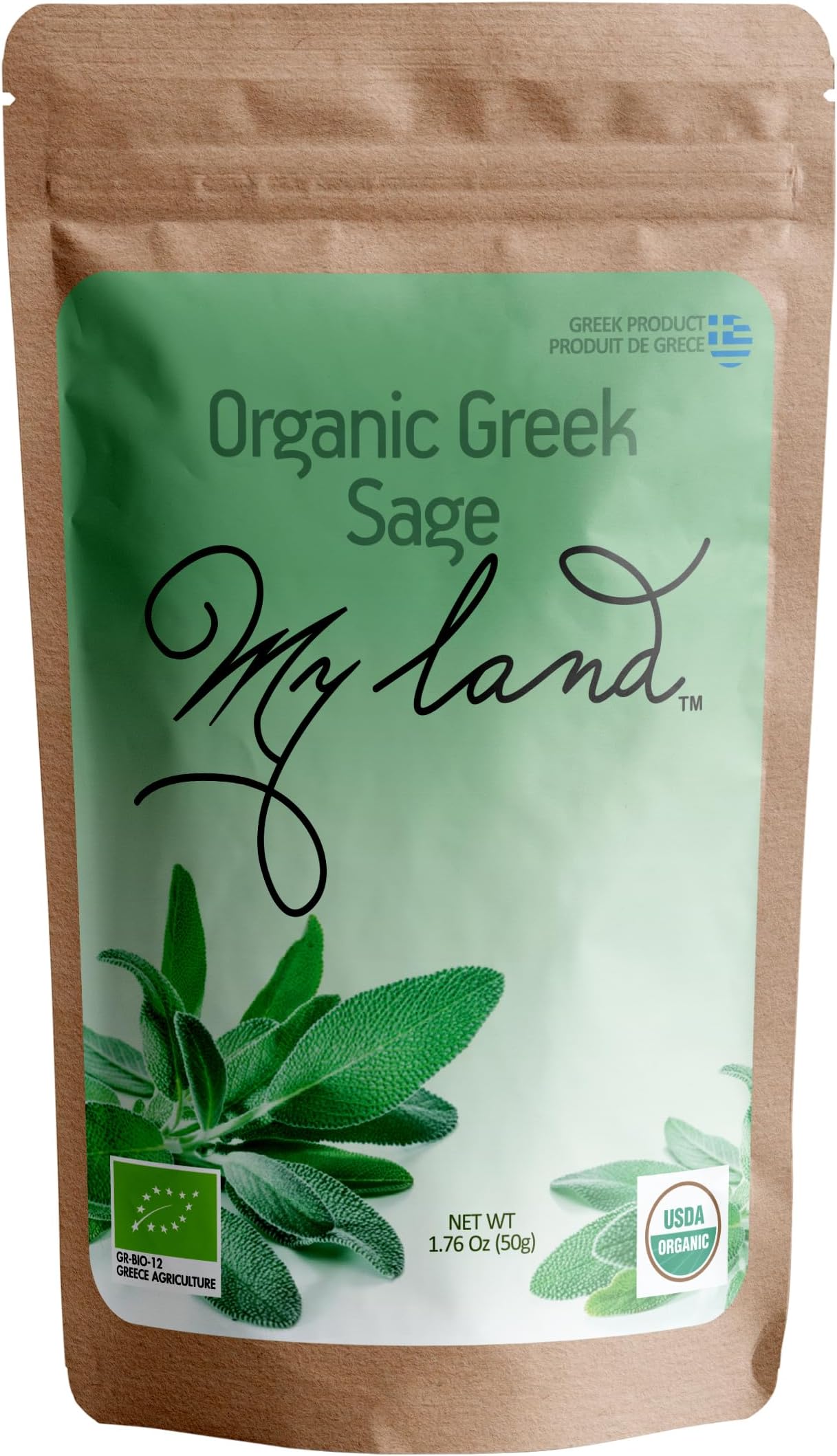 Organic Sage Tea, Loose Leaf, 1.76oz (50g) – Dried Sage Leaves from Mt. Olympus, Greece – High Altitude Harvest from a Small Family Farm