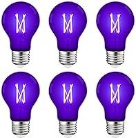 Vista 8 de LUXRITE Bombilla LED negra A19 Edison UV, luz negra, filamento de 6 W, UVA 397-407 nm, clasificación de accesorio cerrado, base E26, brilla