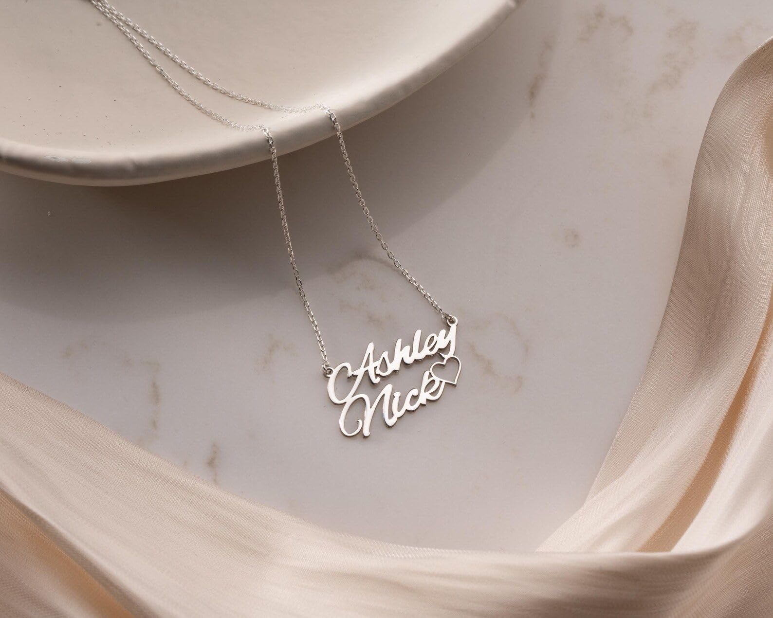 Argento sterling 925 coppia nome collana doppio nome cuore pendente gioielli per matrimonio