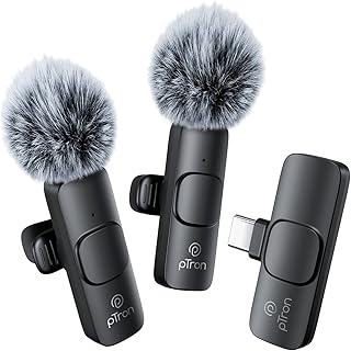 pTron KWM-1 Omnidirectional Type C Wireless Microphone w/DSP Noise Cancellation, Plug & Play, 25m Wireless Range, Lapel Wi... Price In India