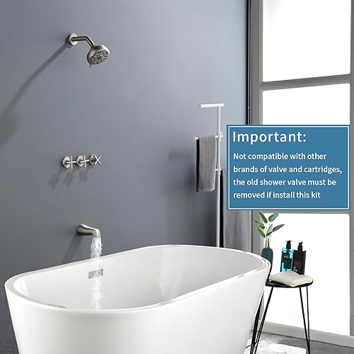 Miniatura 2 de Juego de grifo de ducha de 3 asas con boquilla de bañera, juego combinado de grifos de ducha sistema de ducha completo para bañera y ducha,