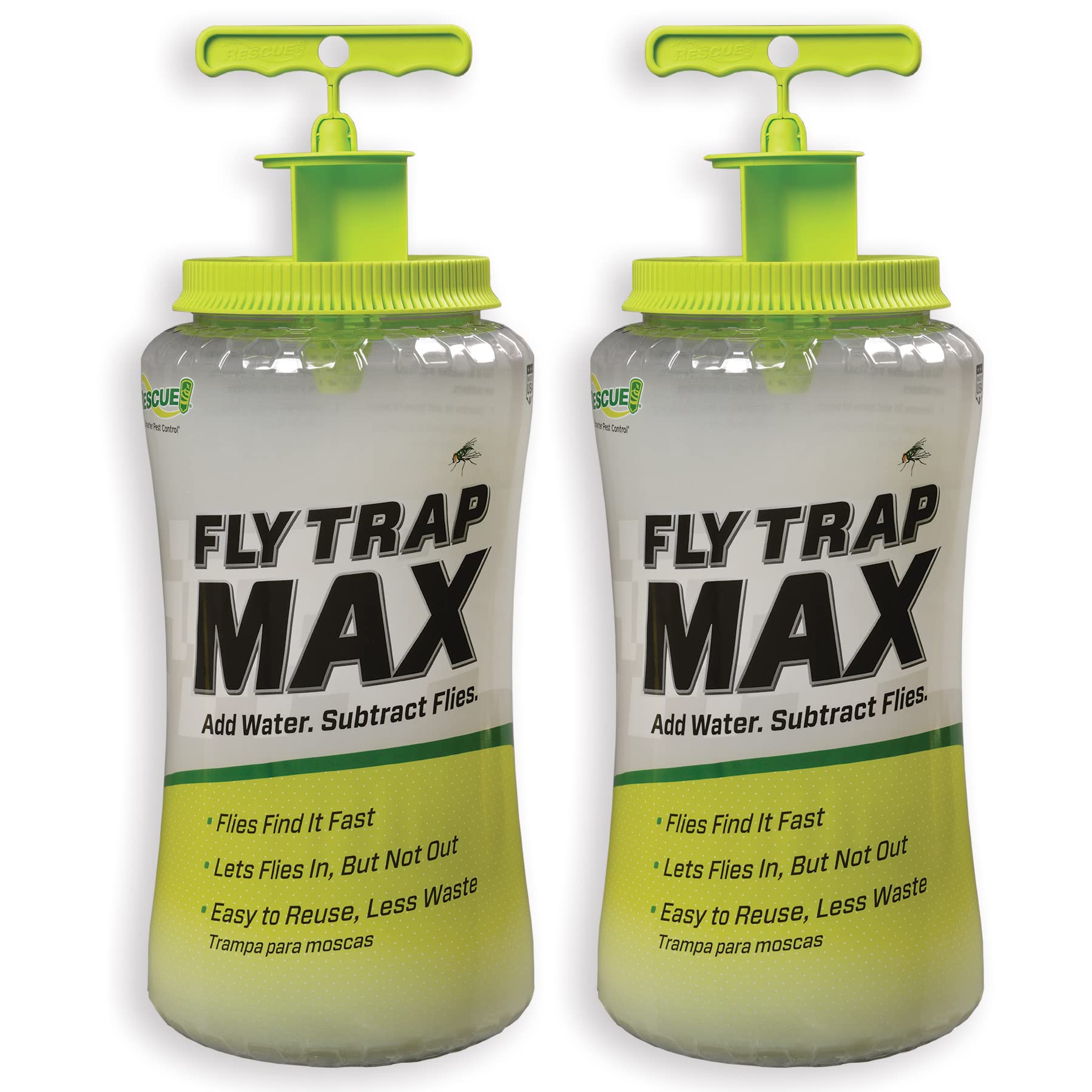 RESCUE! Fly Trap Max – Extra Large Reusable Outdoor Fly Trap - 2 Traps