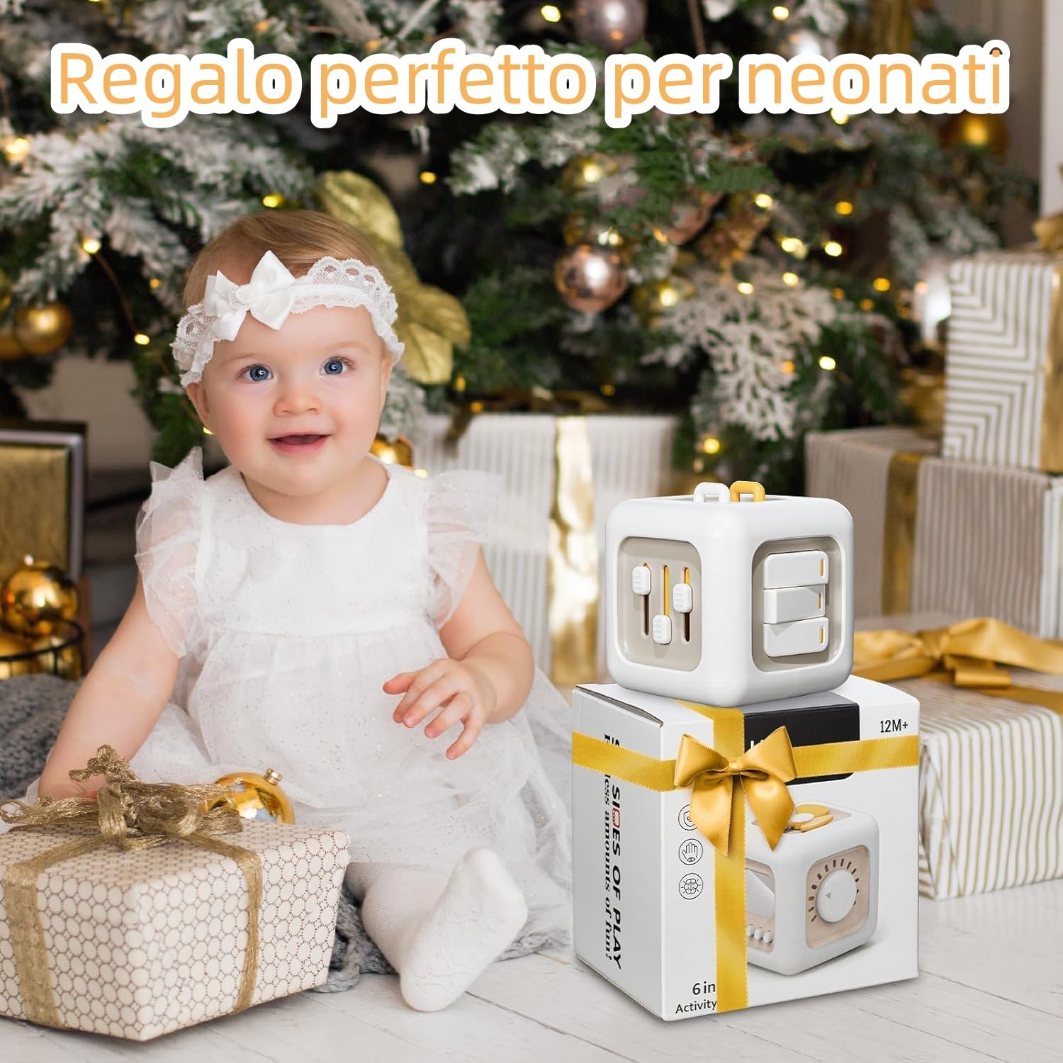 VORENUS Cubo attività 6-in-1 Montessori | Giocattolo Sensoriale Educativo per Bambini 1-3 Anni 12+ Mesi per Sviluppo Cognitivo e Motorio