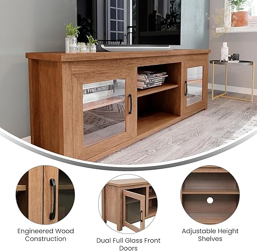 Miniatura 12 de Flash Furniture Sheffield - Soporte de madera para TV de 80 pulgadas, consola multimedia/gabinete de TV con 3 estantes ajustables y puertas de