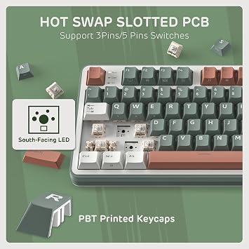 RK ROYAL KLUDGE S98 Mechanical Keyboard w/Smart Display & Knob, Top Mount 96% Wireless Mechanical Keyboard BT/2.4G/USB-C, Hot Swappable, Software Support, Creamy Sounding, 98 Keys