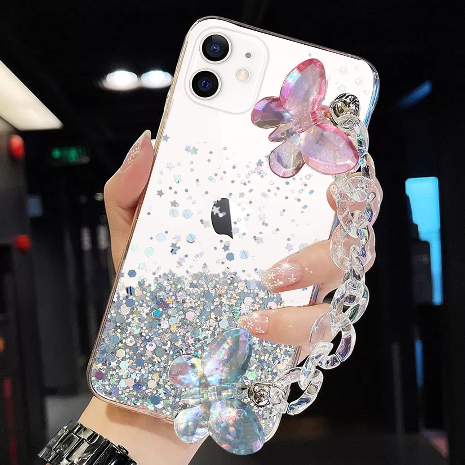 KC Back Cover for Apple iPhone 11, Crystal Butterfly Wrist Bracelet Chain Holder Non Moving Dry Fixed Glitter Soft Silicone Case (Transparent) (B0B63YZ8PB) Amazon Price History, Amazon Price Tracker