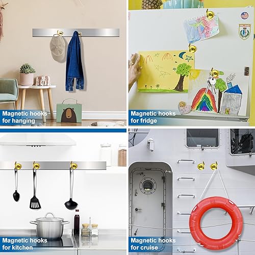 Vista 22 de LOVIMAG Imanes de crucero con ganchos, ganchos magnéticos de 50 libras para cabinas de cruceros, imprescindibles para viajes, imanes de neodimio
