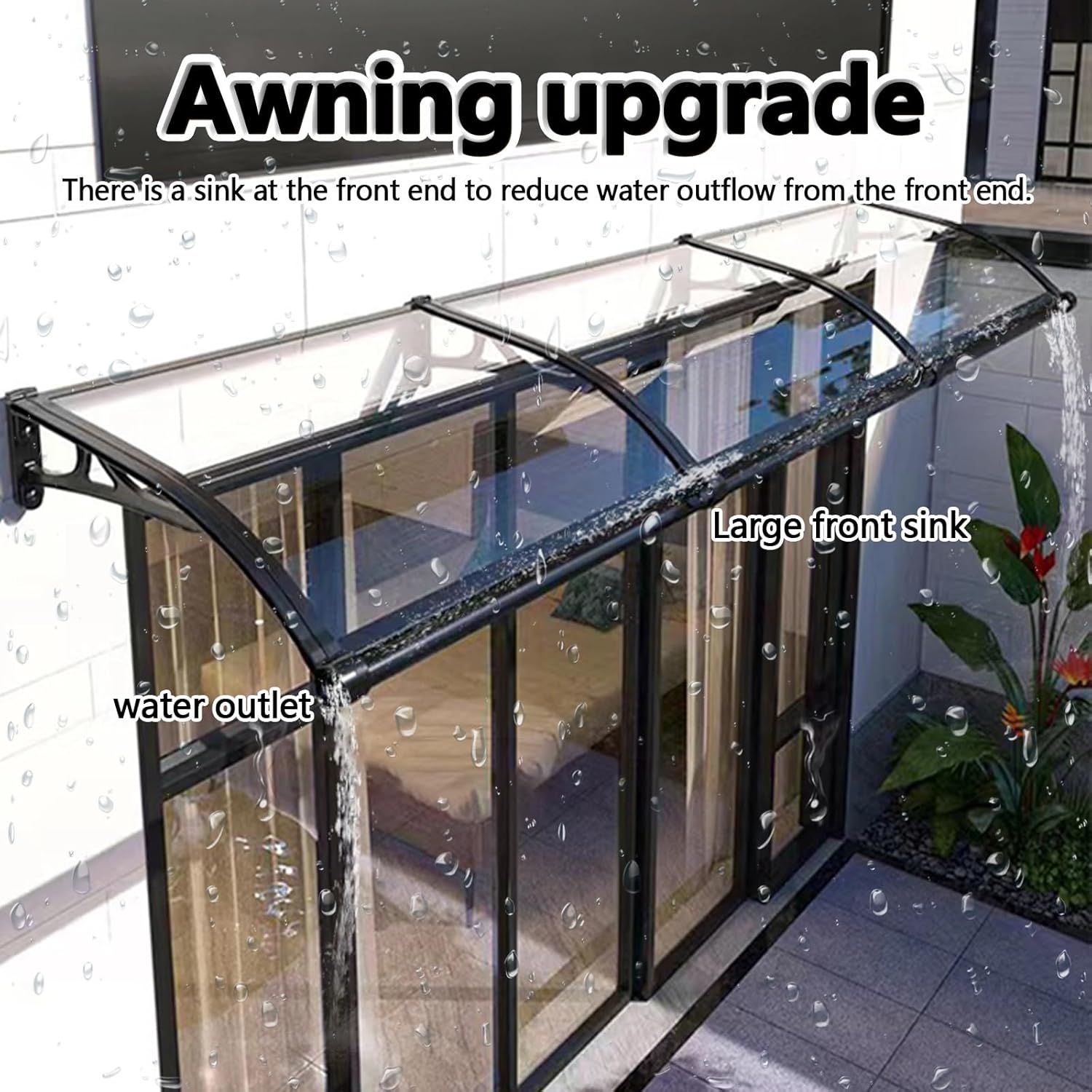 Modern Door Canopy Polycarbonate Window Awning, Exterior Aluminum Bracket Terrace Canopies Awnings, Outdoor Front Door Roof Canopy, UV Rain Snow Protection Garden Awning