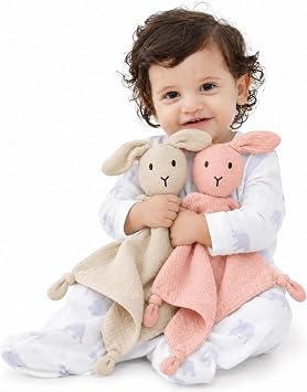 ZIGJOY Muslin Cotton Loveys for Babies Bunny Baby Security Blanket