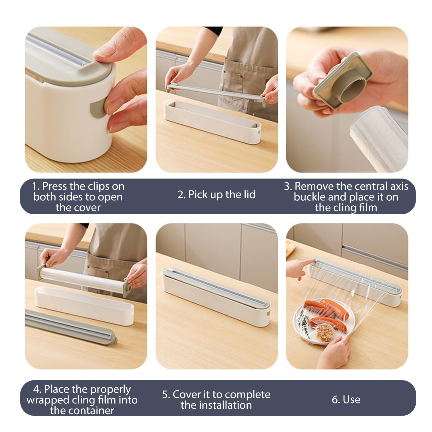Magneétique Coupe Film Alimentaire - Élégant Gris Distributeur & Dérouleur Pour Papier Aluminium Et Film Alimentaire, Pratique Coupe Lisse Sans Perçage, Organisateur De Cuisine