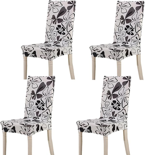 TEERFU Spandex Dining Chair Covers,4 Pack Removable Washable Stretch Chair Protector Slipcovers, Chair Protective Cover for Banquet Hotel and Wedding Ceremony