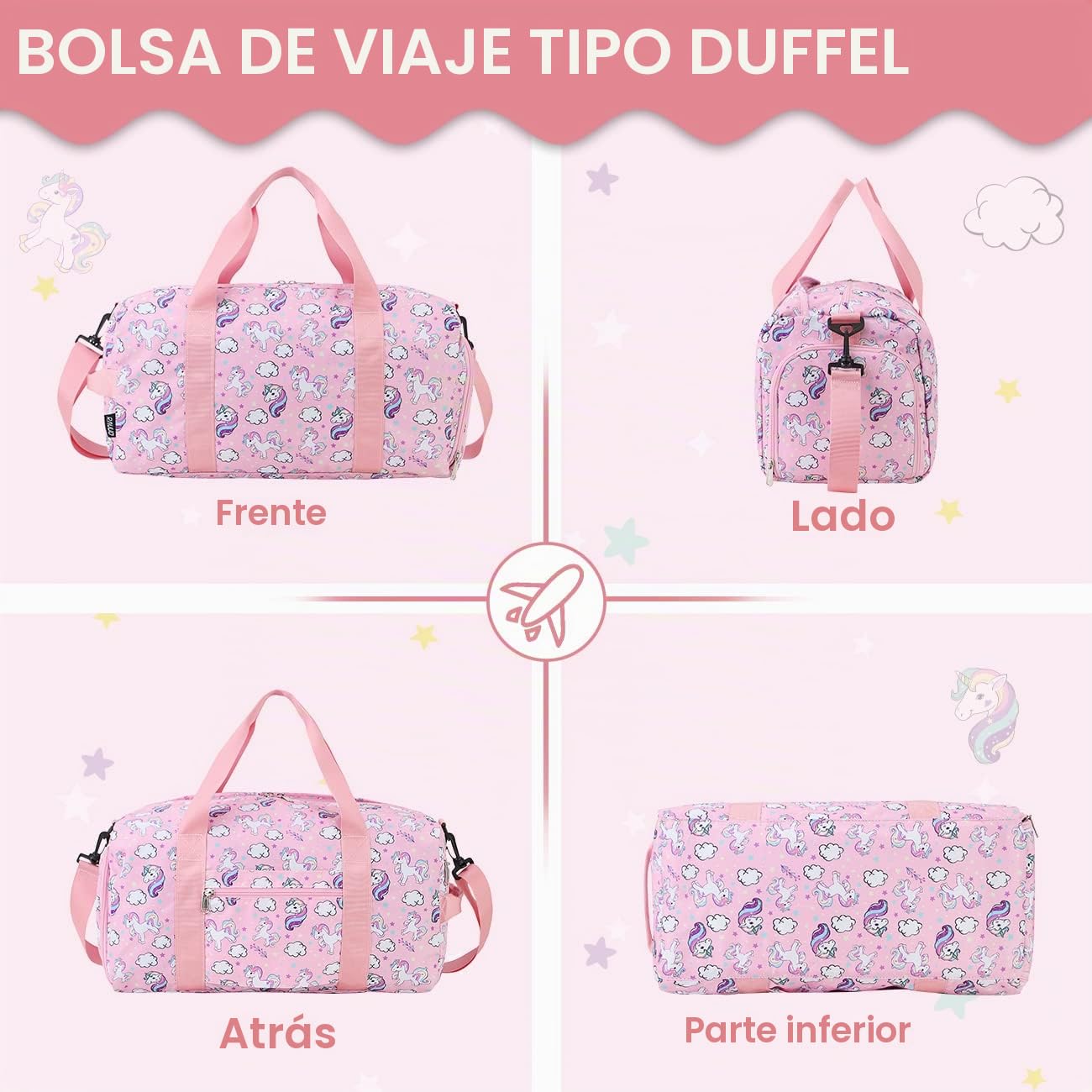 Bolsa de Deporte para Niños, RAVUO Resistente al Agua Bolso de Viaje Weekender Bolso de Mano Bolso de Viaje para niños con Compartimento para Zapatos y Bolsillo para Mojado