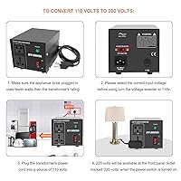 Vista 2 de Yinleader Transformador de voltaje Step Up & Step Down Convertidor de potencia con cable de alimentación de EE. UU., convierte 110 V a 220 V O 220 V