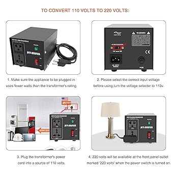 Yinleader Step Up & Step Down Voltage Transformer Power Converter with US Power Cord,Convert 110V to 220V OR 220V to 110V w/US Power Cord,Circuit Breaker Protection use in Your Countries (500W)