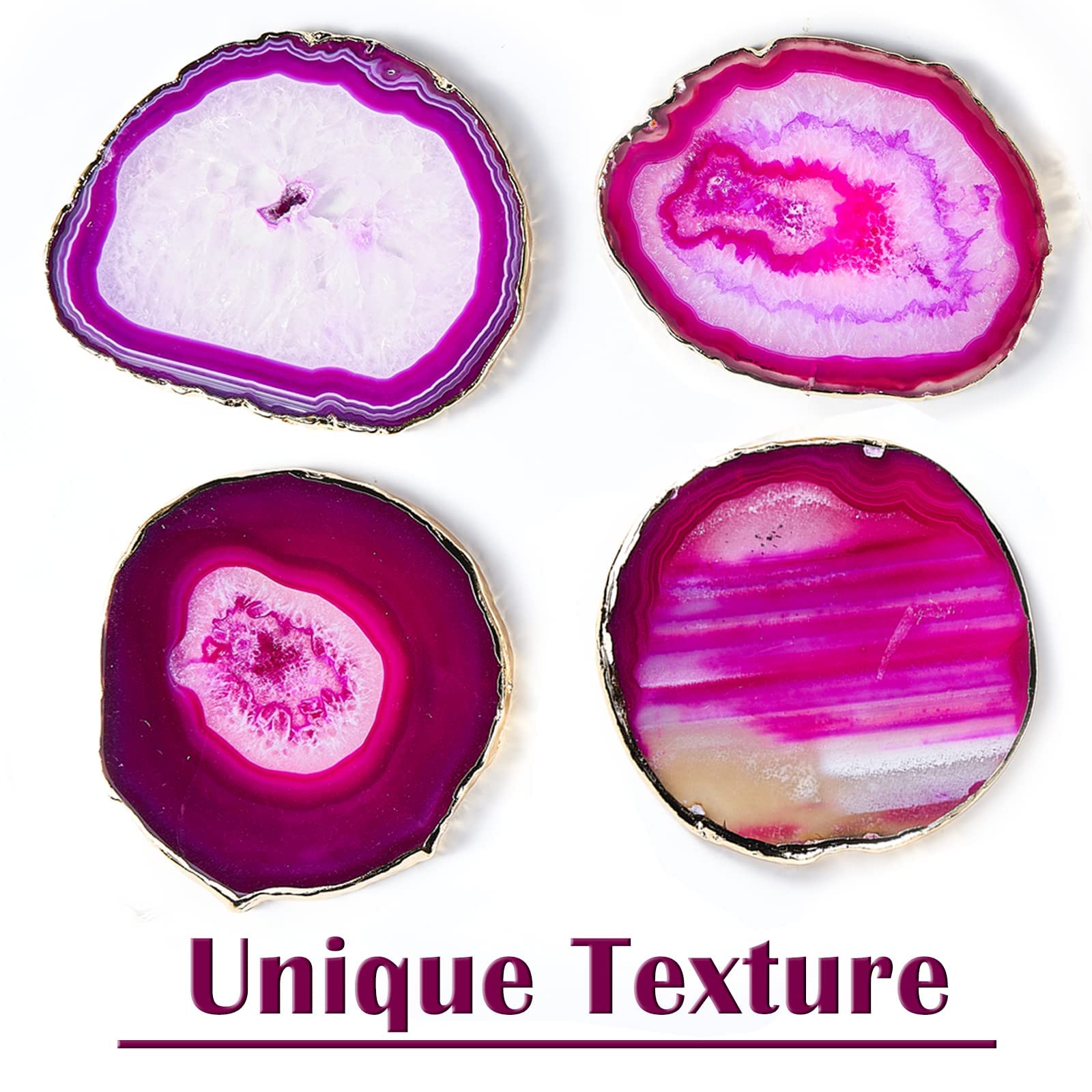 Lot De 2 Sous-verres Dorés Imitation Agate Rose - Plateau Nail Art & Décoration Unique