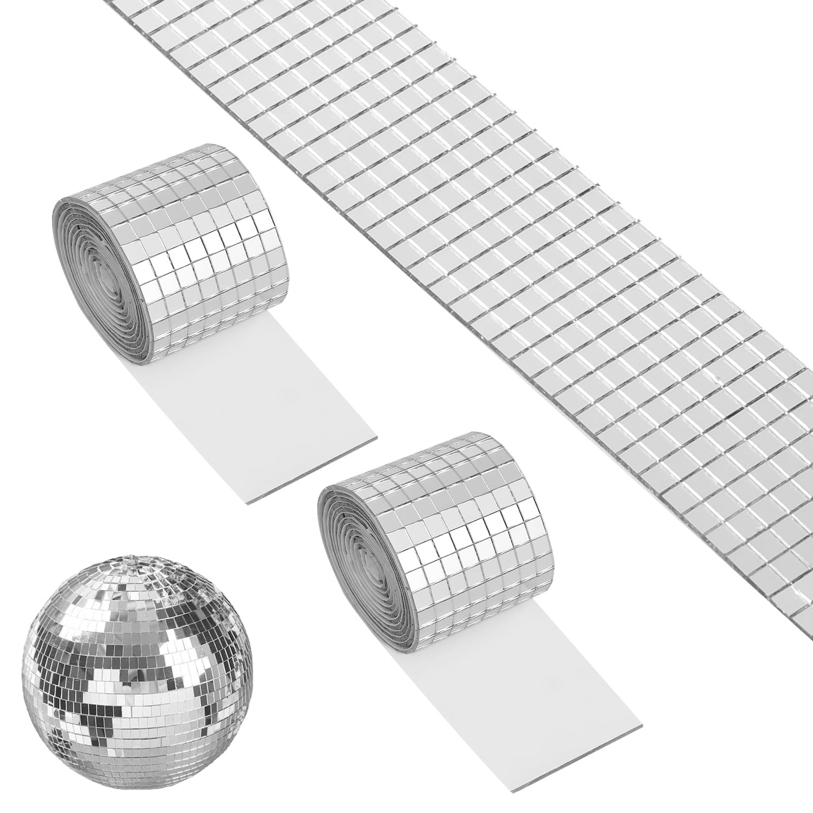 Mirror Mosaic Tiles,2 Rolls Self Adhesive 4x100cm Disco Ball Stickers