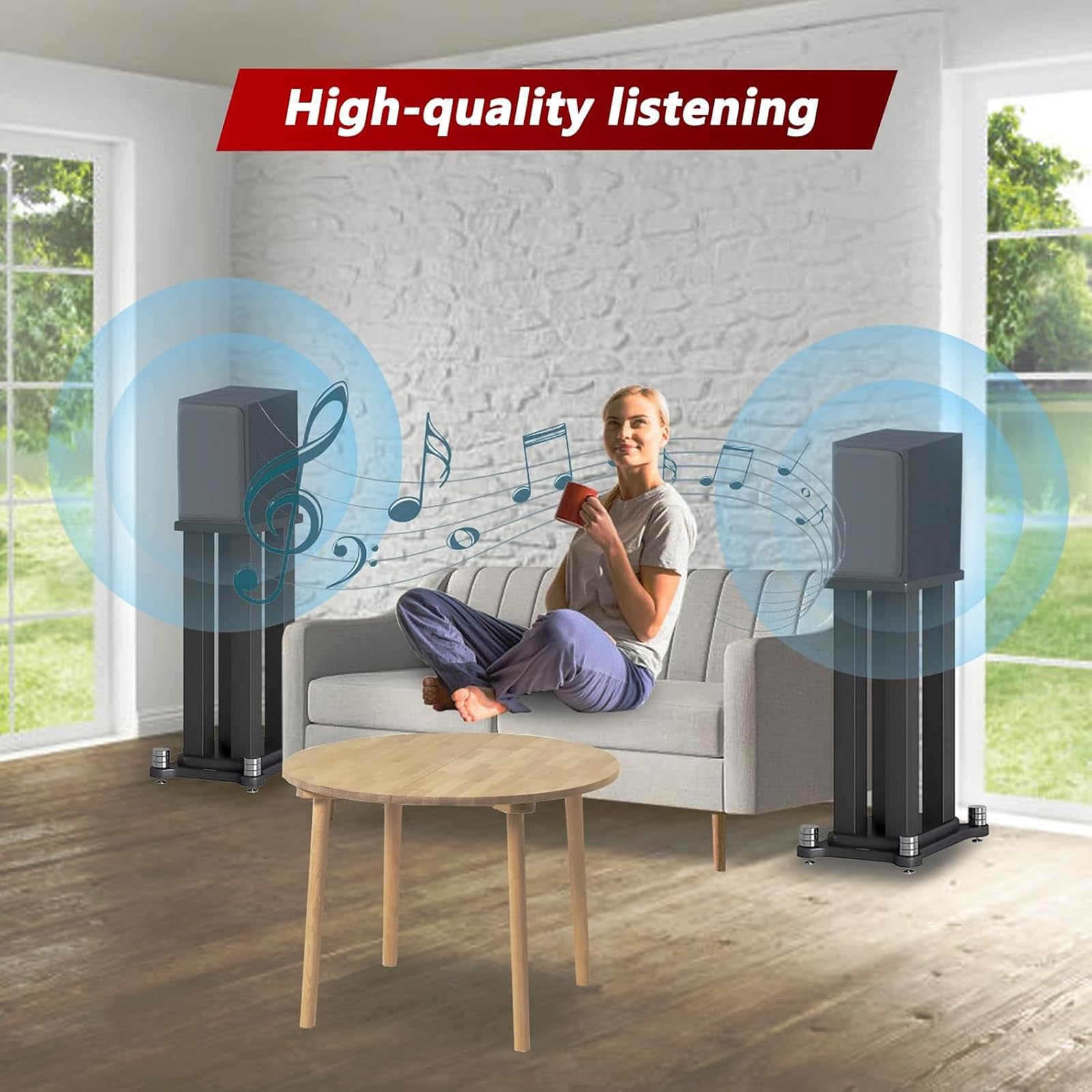 Coppia di Supporti da Pavimento per Diffusori, Robusti Universali in Acciaio MDF per Sistemi Home Cinema Audio Surround,A,25 * 30 * 80cm