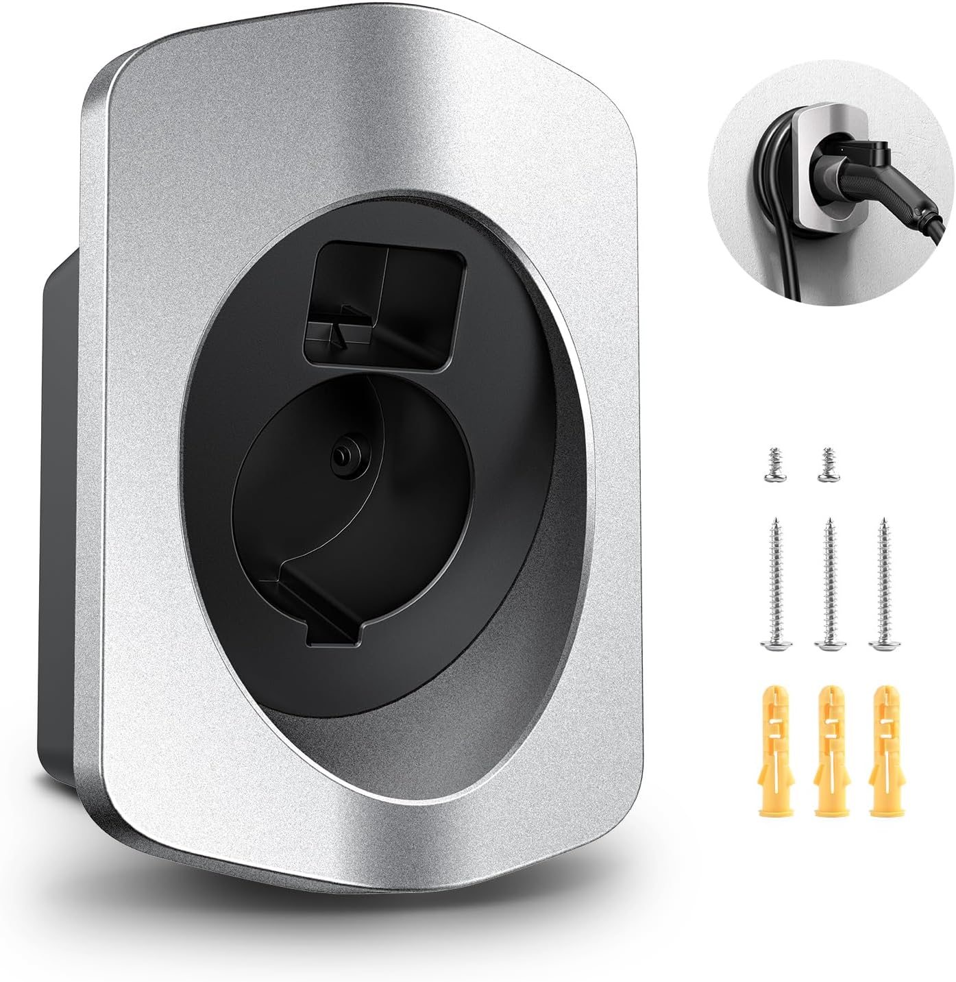 EV Charger Holder with Screws Wall Mount Holster Dock for SAE J1772 Electric Vehicle EV Charger Holder