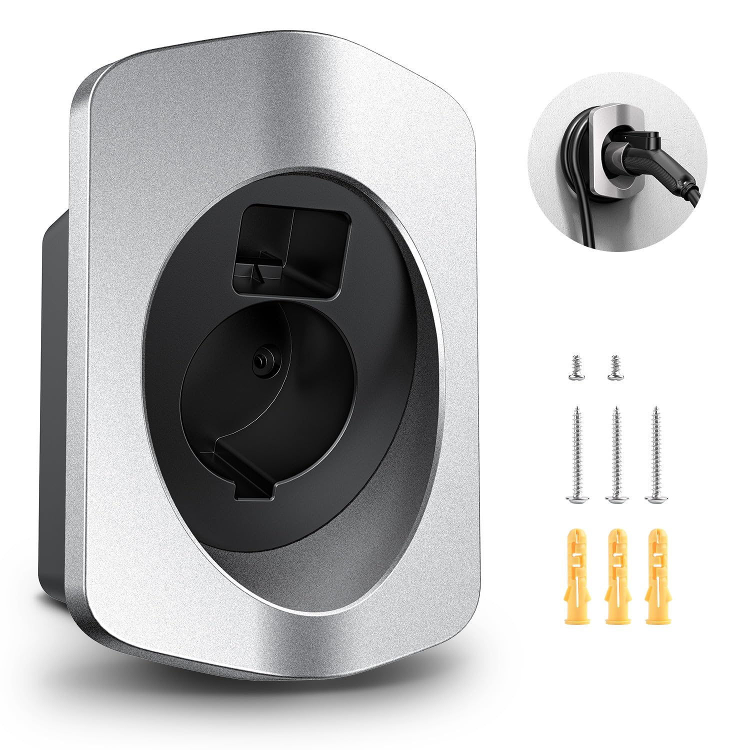 EV Charger Holder with Screws Wall Mount Holster Dock for SAE J1772 Electric Vehicle EV Charger Holder