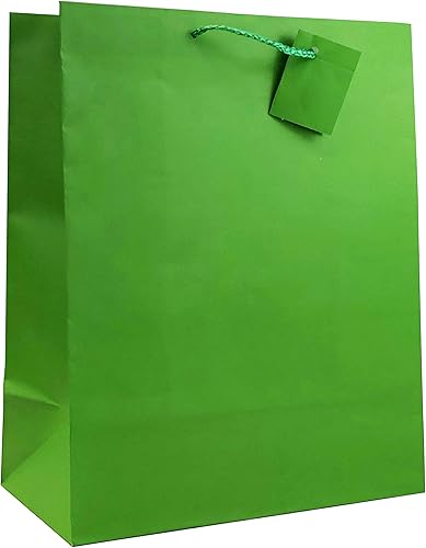 allgala Paquete de 12 bolsas de regalo de papel de color sólido de alta calidad (13 pulgadas LG-Verde-GP50072)
