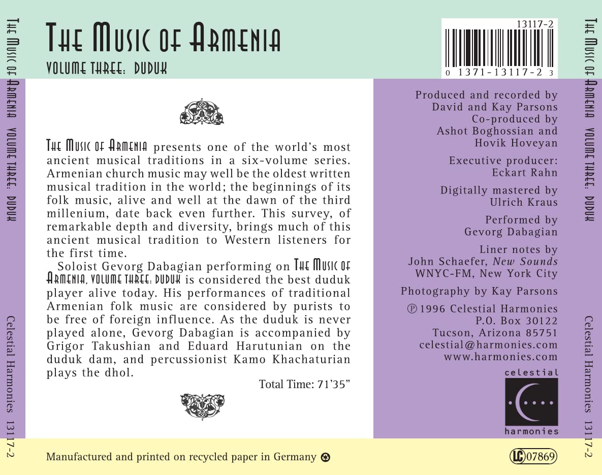 The Music of Armenia, Vol. 3: Duduk