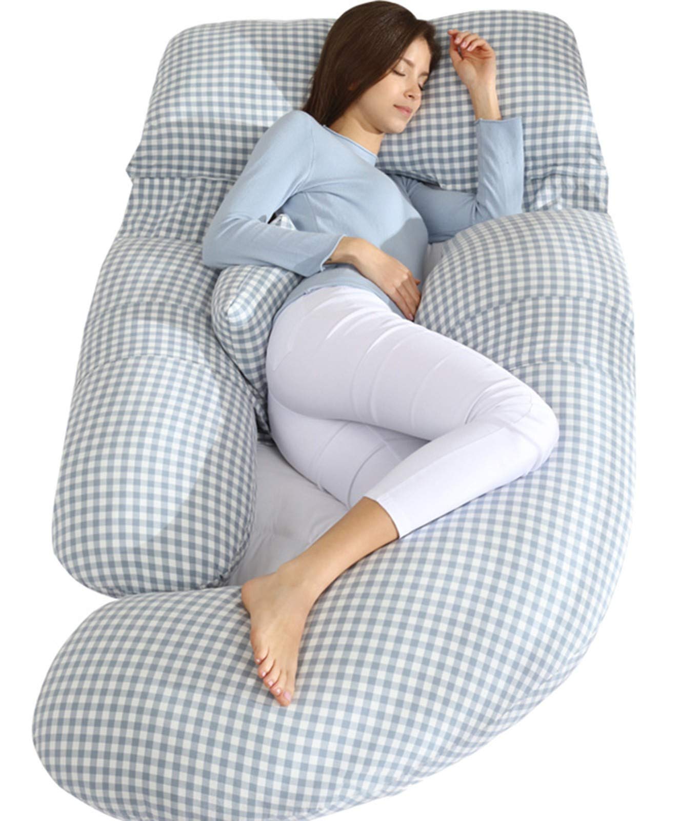 Pregnancy Body Pillow With Cotton Cover, U-Shaped Waist Pillow Maternity Pillows Full Body Pillow For Pregnant Women And Pain Relief 1,180 * 110 * 80cm